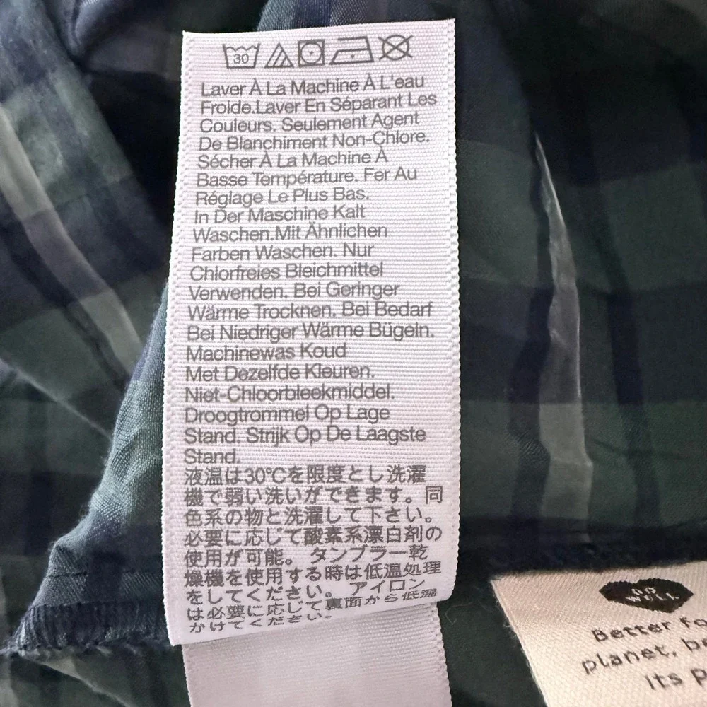 Madewell Plaid Puff Sleeve Top Womens Small Green Smocked Crop Cottagecore Twee